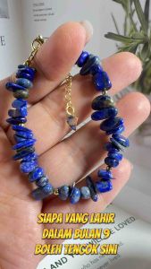 Natural Crystal Lapis Lazuli Bracelet Accessories Gelang Tangan Kristal Suasa Emas