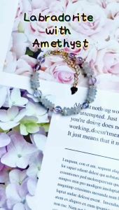 Gelang Tangan Kristal Natural Crystal Labradorite With Amethyst Bracelet 天然水晶拉长石配紫水晶手链