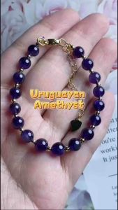 Gelang Tangan Kristal Natural Crystal Uruguay Amethyst Bracelet 纯天然水晶乌拉圭紫水晶手链