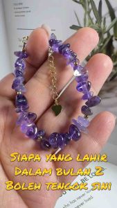 Gelang Tangan Kristal Suasa Emas Natural Crystal Amethyst Bracelet Accessories 14KCB021