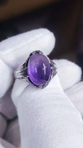 Natural Untreated Brazilian Amethyst silver 925 ring