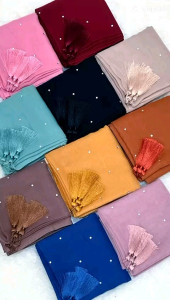 Hijab Segi Empat Paris Tassel Swarovski Tabur