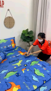 [Mẫu Hello Khủng Long] hàng loại xịn.Ga Chống Thấm chính hãng PT chất vải Lụa Organic mềm mịn mát