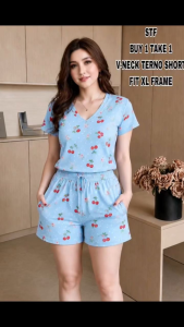 Printed Terno Short t-shirt With 2 pocket - cotton spandex fabric