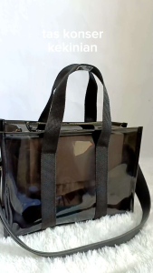 transparan tas plastik kekinianmika tebal hitam slempang