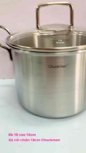 Nồi chiên 18cm Chockmen / Bộ nồi inox 304 kèm giỏ lưới chiên.
