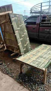 แคร่ไม้ไผ่หรือเตียงไม้ไผ่ ขนาดกว้าง75ซม.ยาว165ซม. มีขาให้ครบชุด