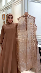 AMARA SERIES GAMIS OUTHER LEPAS PASANG FREE KERUDUNG BAHAN CERUTY BABYDOLL DI PRISKET MIX TILE SAPTO ORGANZA