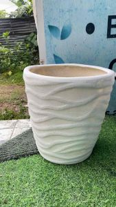Wave Pot (Large Medium Small) with Hole and White Paint