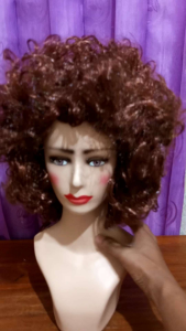 Wig Kribo Coklat Mengkilat/Wig kribo coklat wanita pria kribo besar