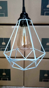 Lampu gantung minimalis ruang tamu diamond putih