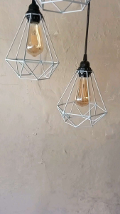 Lampu gantung / Lampu hias minimalis ruang tamu dekorasi diamond putih isi 3