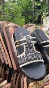 ERGE 37-40 Sandal Wanita Korean Style Motif Rajut 3cm Hitam Elegan Casual Antiselip