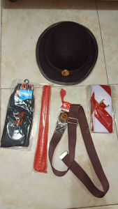 Perlengkapan Pramuka Penggalang Putri SD SMP SMA-Topi Boni+Hasduk Pramuka 135 cm+Tali Kur Merah+Pripitan