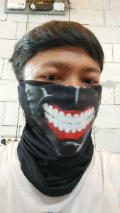 Masker buff Neck Gaiter Kaneki Tokyo Ghoul Anime Multifungsi Slayer Bandana pelindung wajah sunmorimotor keren terbaru