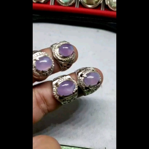 cincin lavender natural Batu asli 100% Dim batu 12 - 14 mm / cincin batu Akik lavender mewah