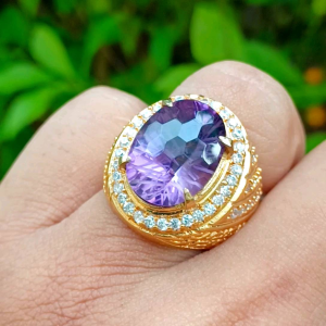 CINCIN BATU KECUBUNG AMATHYST CUSTOM MEWAH SIAP PAKAI