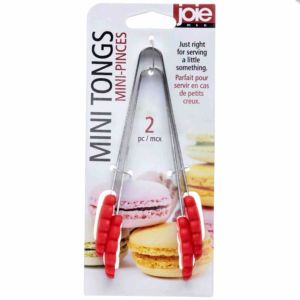 Joie MINI Serving Tongs Silicone and Stainless Steel Set of 2 Red Mini Tongs