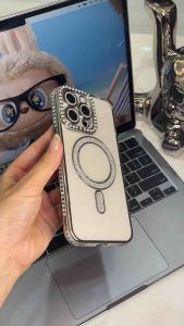 Luxury Bling Diamond Glitter Magnetic Charging Case for iPhone Pro Max 15 11 14 13 12 PRO MAX Electroplate Transparent Silicon Soft Back Cover