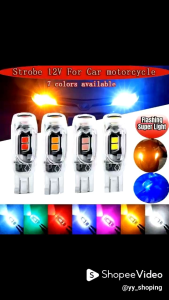 (1PC) T10 W5W LENS LED FLASH STROBE BULB 194 WY5W FLASHING INTERIOR PARKING LICENSE PLATE READING SIGNAL LAMP 12V