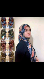 HIJAB SEGI EMPAT BAHAN DOBBY MOTIF SIZE 110X110CM