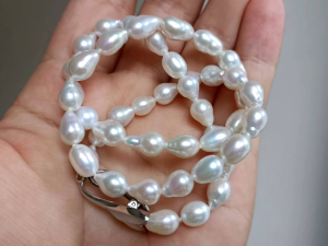 DaVee | 5-12mm natural fresh water pearl necklace gold-plated 925 silver clasp pearl necklace