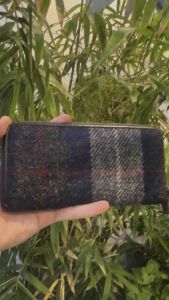 Ví 2hand dài nữ vải tweet phối da thật FOLNAA của Nhật -T904