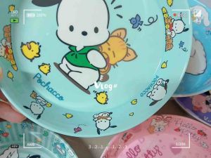 พร้อมส่ง💕 ชามเมลามีน (6นิ้ว) ทรงกลม ทรงเหลี่ยม จานลายการ์ตูนคิตตี้ จานชามเด็ก ใส่ขนม ผลไม้ ของว่าง