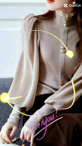 TM K1654 Blouse Darcy pleated sleeve knit import