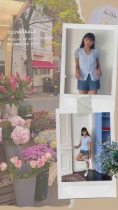 SWS - Apple pie Top เสื้อแขนตุ๊กตา เสื้อแขนสั้น กระดุมเงาพรีเมี่ยม มีเชือกผูกเอว