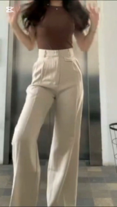 Celana Oropant S Wanita Highwaisted Bahan Knitt Melar Adem Loose