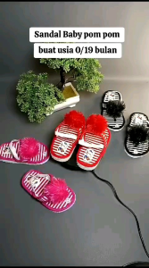 Sandal Anak Baby Bunyi Motif Pompom Sendal Jepit Bayi Buat Usia 0/18 Bulan