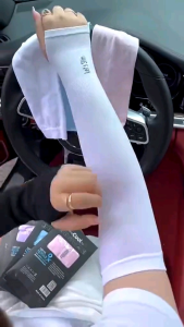 Manset Deker Tangan Sepasang Jempol Jari Long Handsock Arm Sleeve Finger Polos Sepeda