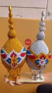 พุ่มผ้าดิ้นทรายสีเงินสีทอง(ความสูงแต่ละขนาดอยู่ในรายละเอียดสินค้านะคะ)