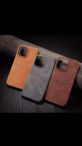 iPhone 17 PU leather hard cover bumper case with card holder | shockproof slim protective cover