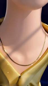 Kalung Belut Pipih Titanium Gold Rantai 45cm CXA12