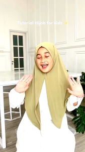 Hijab segitiga instan anak non pad jersey umur 3-11thn