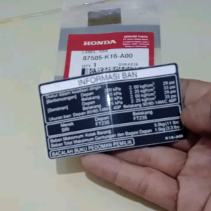 Label Stiker Informasi Tekanan Ban Scoopy ESP K16R & F1