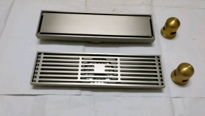 Thoát sàn mặt cắt gạch thoát sàn âm chất liệu Đồng cao cấp KT 30 cm x 8 cm phễu thoát sàn chống hôi chống côn trùng. Vừa ống phi 48 60 90.