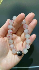 Rhodonite + Silver Obsidian Bracelet