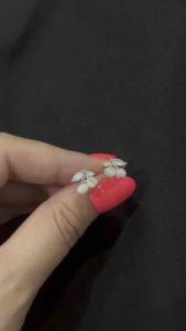 ตุ้มหู ต่างหูคริสตัลเชอรี่ เงินแท้ 92.5 🍒 crystal cherry earring 04