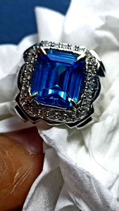 cincin batu Permata blue topaz Swiss top Quality