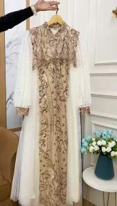 VANYA DRESS. Bahan inner Premium Jearsy. LD.110-120cm PB.137cm Ziper Belakang. Outer Premium Brukat Mix Tille. LD.110-120cm PB.140cm kancing Depan. Free Belt