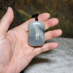 Gegegems premium Nephrite good greasiness black and white Qinghua Wu Shi Pai natural landscape pattern pendant (with certificate)