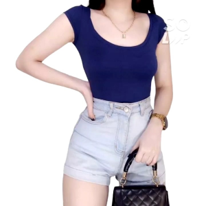 Scoopneck Basic T-shirt Top Essential Tees Fit to XS to Medium Frames