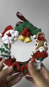 Crochet Christmas wreathHandmade for Christmas giftsChristmas decorfestive holiday decor Xmas wreath for home Christmas gift idea