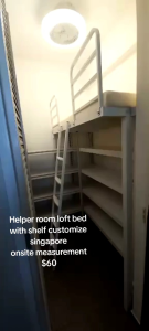 Loft bed with shelf customize singapore for helper room/bomb shelter/store room