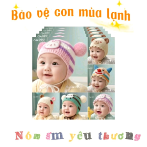 Mũ nón len handmade cho bé từ sơ sinh trở lên mũ nón len có che tai giữ ấm chắn gió nhẹ thoáng cho bé nhiều mẫu phối màu xinh xắn