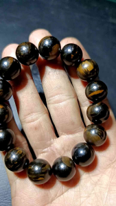 Vòng Tay Gỗ Mun Sừng 14mm Hạt Tròn – Vân Gỗ Tự Nhiên – Phong Cách Nam