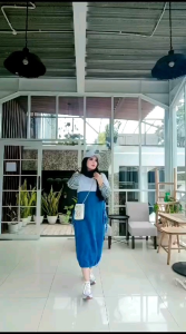 Latisa Long Tunik Bahan Jeans Mix Katun Model balon Unik